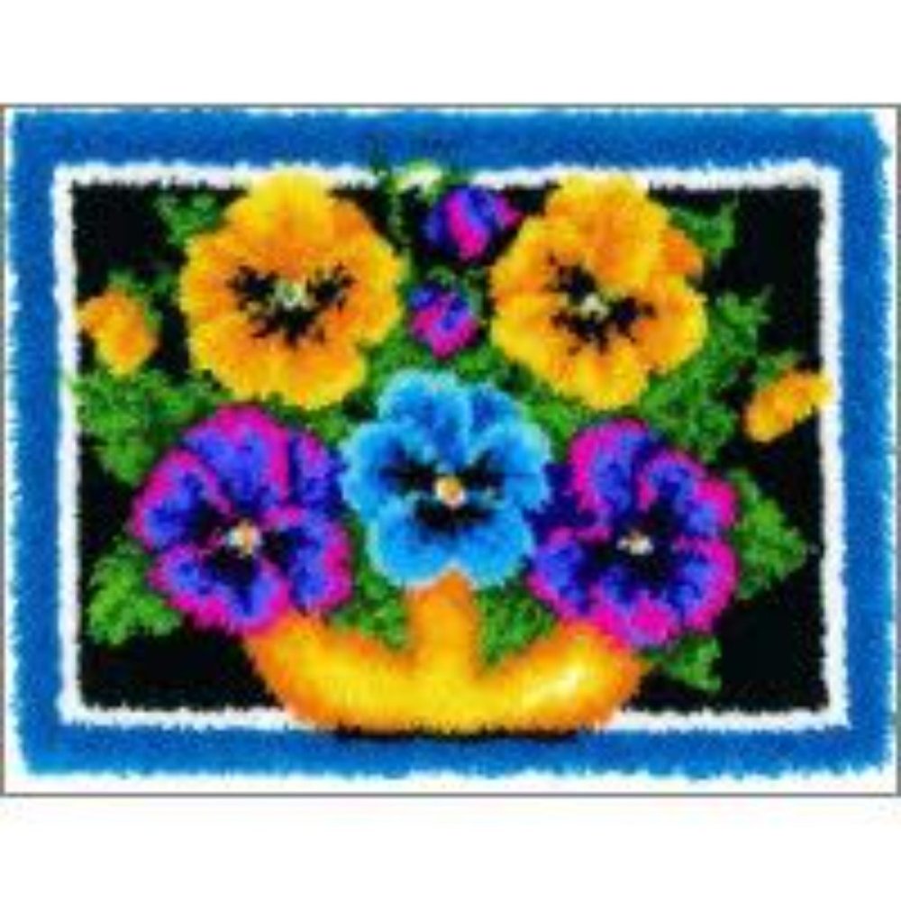 Caron Wonder Art Rug Latch Hook Kit Pot Of Pansies # 4294